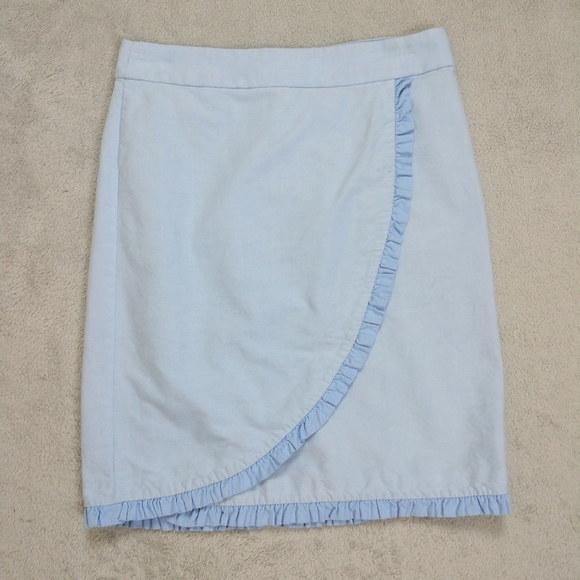 J. Crew Chambray Petal Wrap Ruffle Skirt - Picture 3 of 12